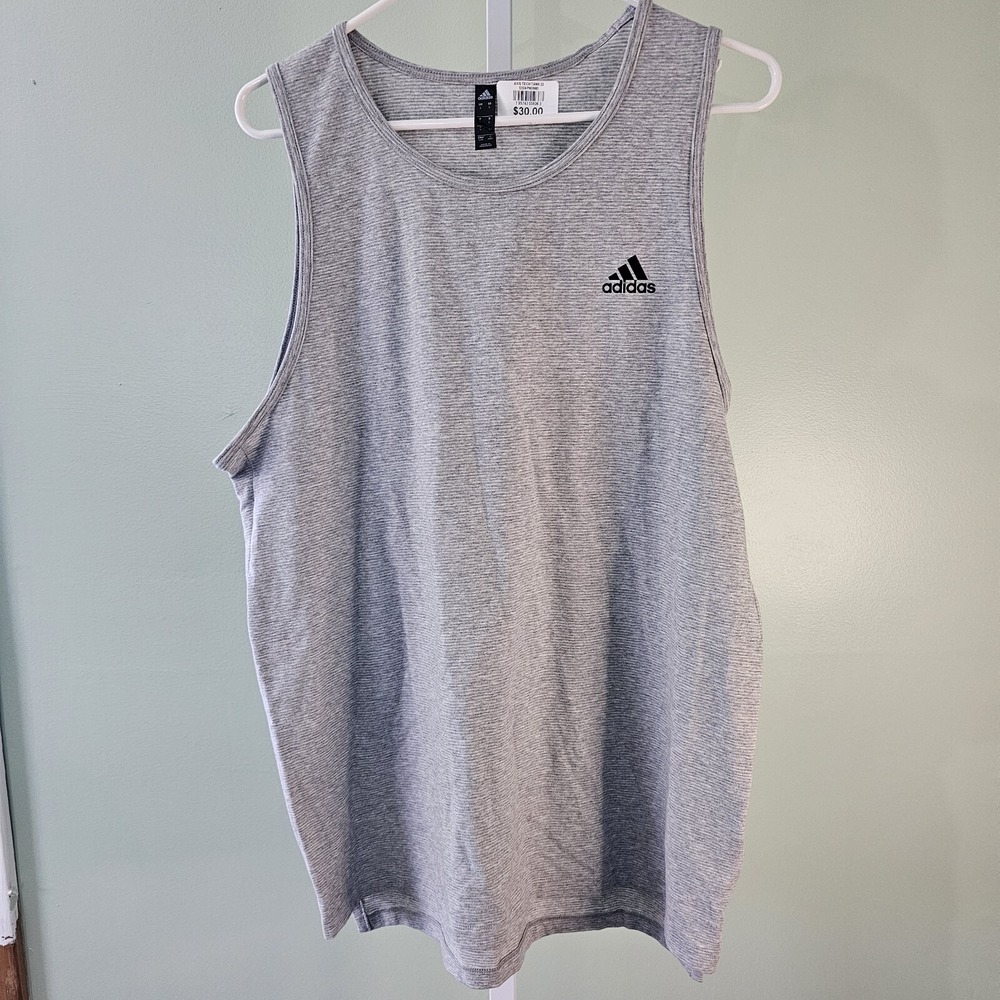 adidas Men's‎ Axis 2.0 Tech Tank Top Size Small Gray Stripes
